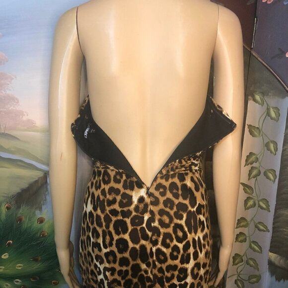 Leopard Strapless Sweetheart Mini Dress-XS - Picture 6 of 8